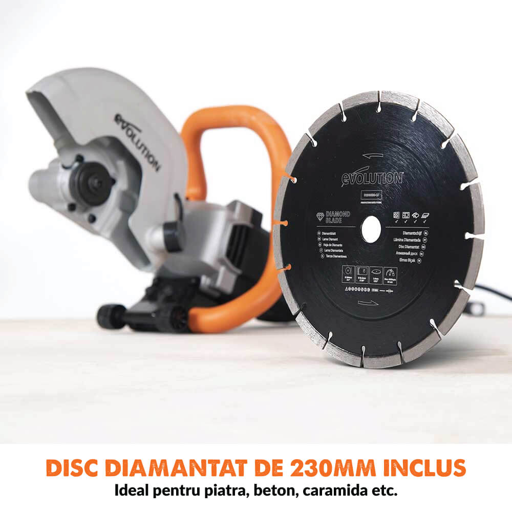 Masina de taiat beton Evolution R230DCT 2000W cu disc diamantat de 230mm