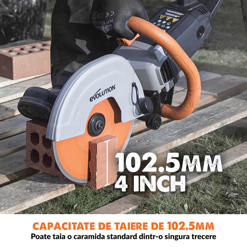 Masina pentru taiat beton, zidarie si piatra 2000W Evolution R255DCT cu disc diamantat de 255mm