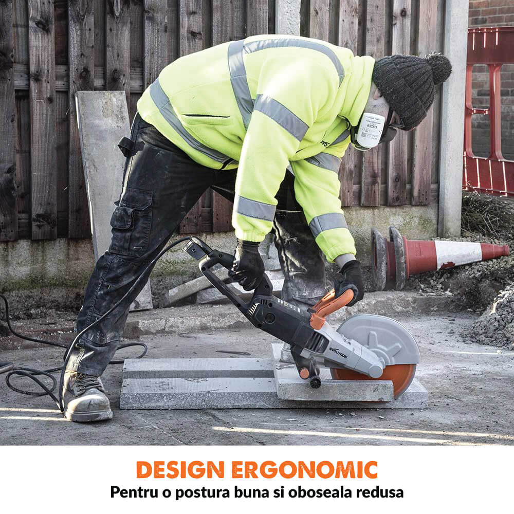 Masina pentru taiat beton, zidarie si piatra 2000W Evolution R255DCT cu disc diamantat de 255mm