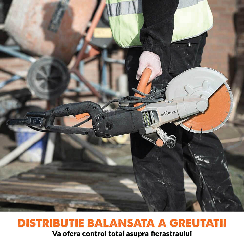 Masina pentru taiat beton, zidarie si piatra 2000W Evolution R255DCT cu disc diamantat de 255mm