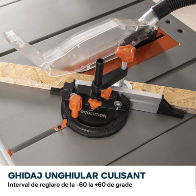 Fierastrau circular cu masa Evolution R255MTS cu disc de taiere multi-materiale de 255mm 1500W
