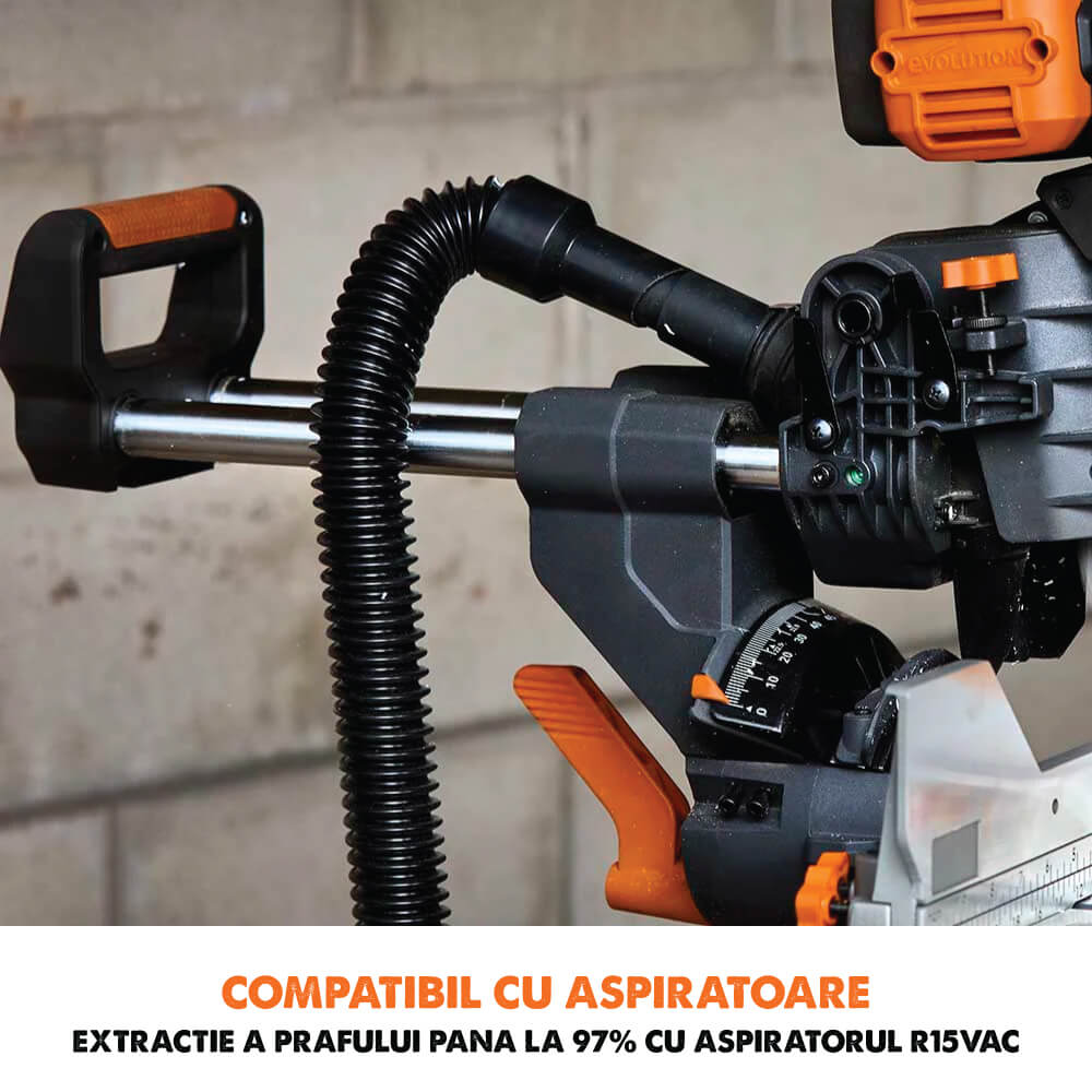 Fierastrau circular stationar multifunctional cu acumulatori, inclinare in ambele sensuri Evolution R255SMS-DB-Li 36V 255mm