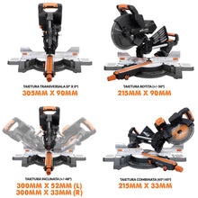 Fierastrau circular stationar multifunctional cu acumulatori, inclinare in ambele sensuri Evolution R255SMS-DB-Li 36V 255mm