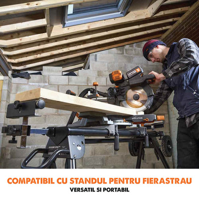 Fierastrau circular stationar multifunctional cu acumulatori, inclinare in ambele sensuri Evolution R255SMS-DB-Li 36V 255mm