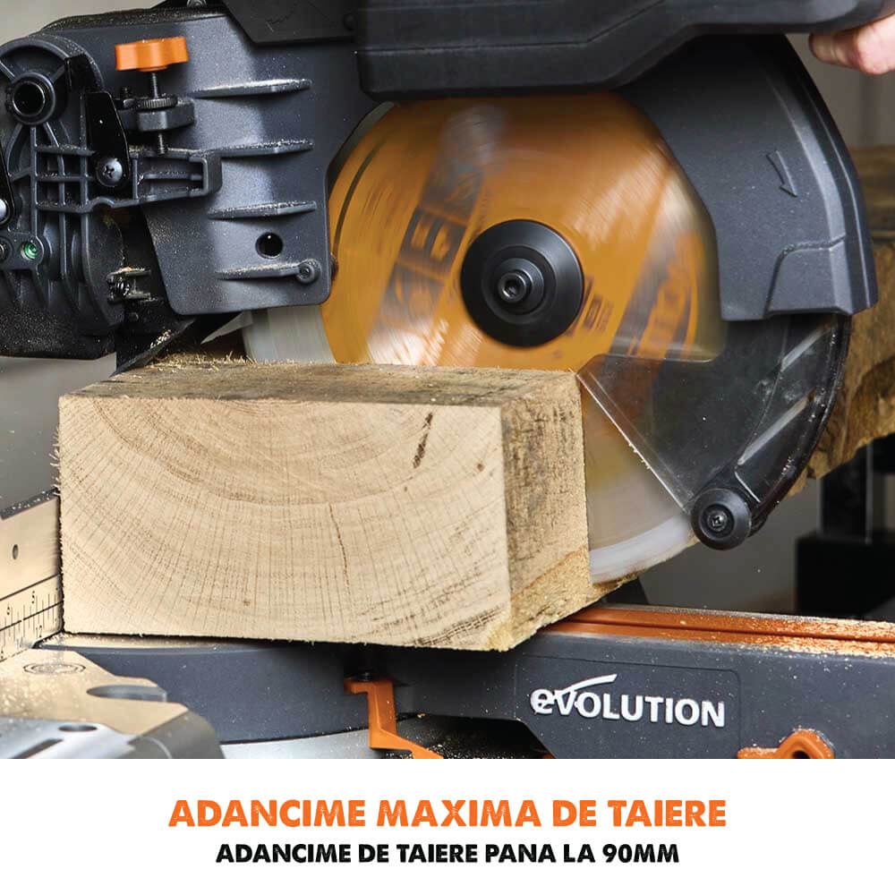 Fierastrau circular stationar multifunctional cu acumulatori, inclinare in ambele sensuri Evolution R255SMS-DB-Li 36V 255mm