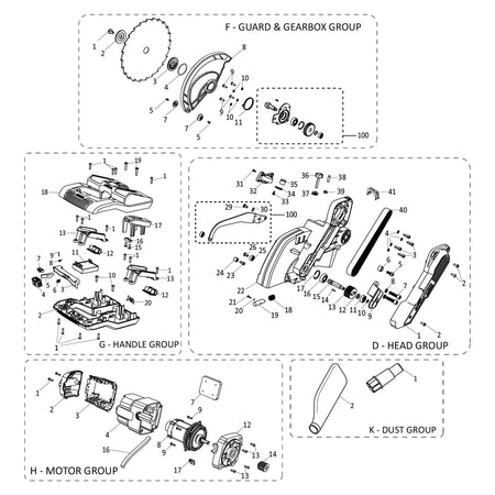 Evolution R255SMS-DB-Li Piese de schimb (sectiune cap)