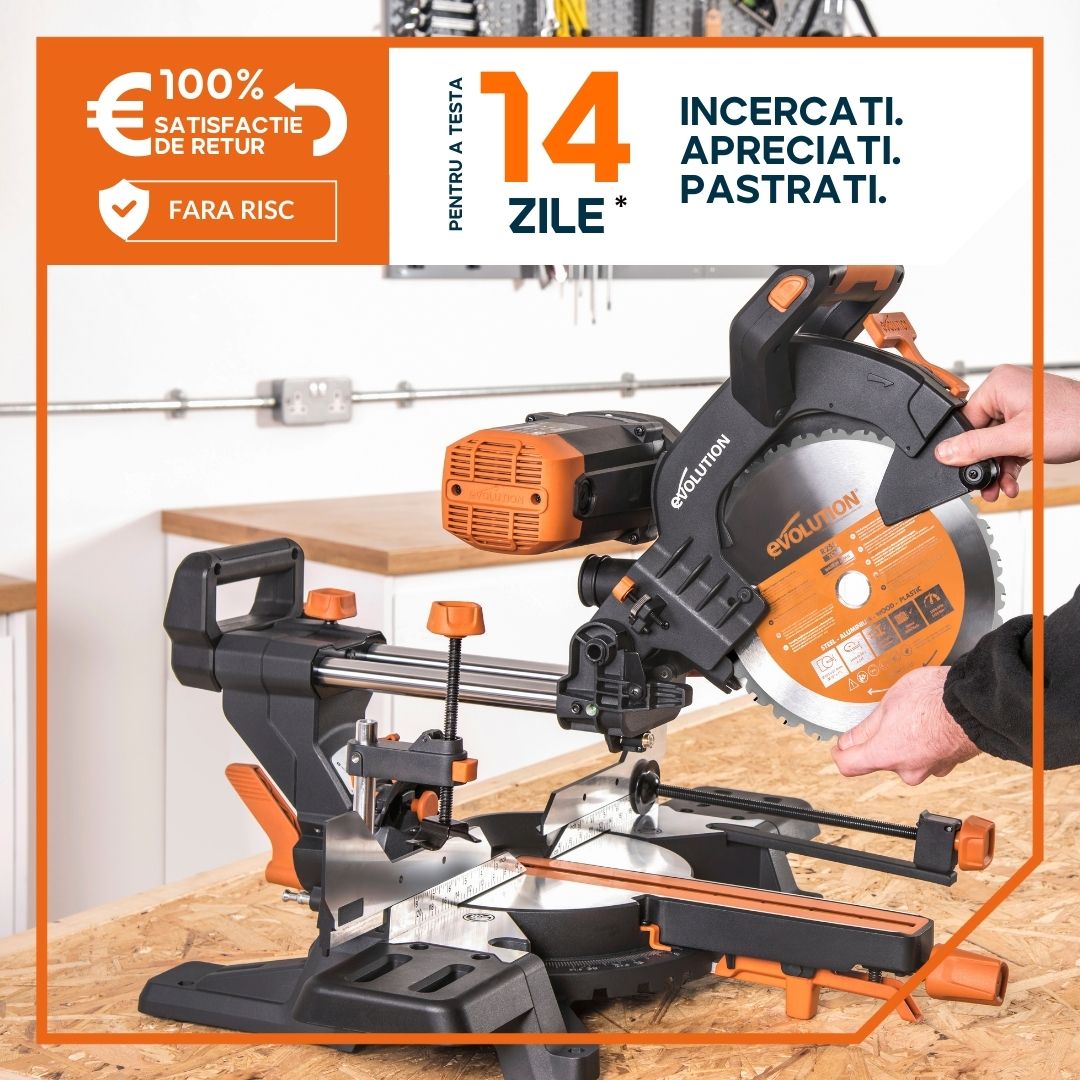 Fierastrau circular stationar multifunctional, inclinare in ambele sensuri Evolution R255SMS-DB+ 255mm 2000W