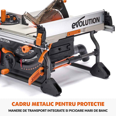 Fierastrau circular cu masa Evolution R255TBL cu disc de taiere multi-materialea de 255mm, 1650W