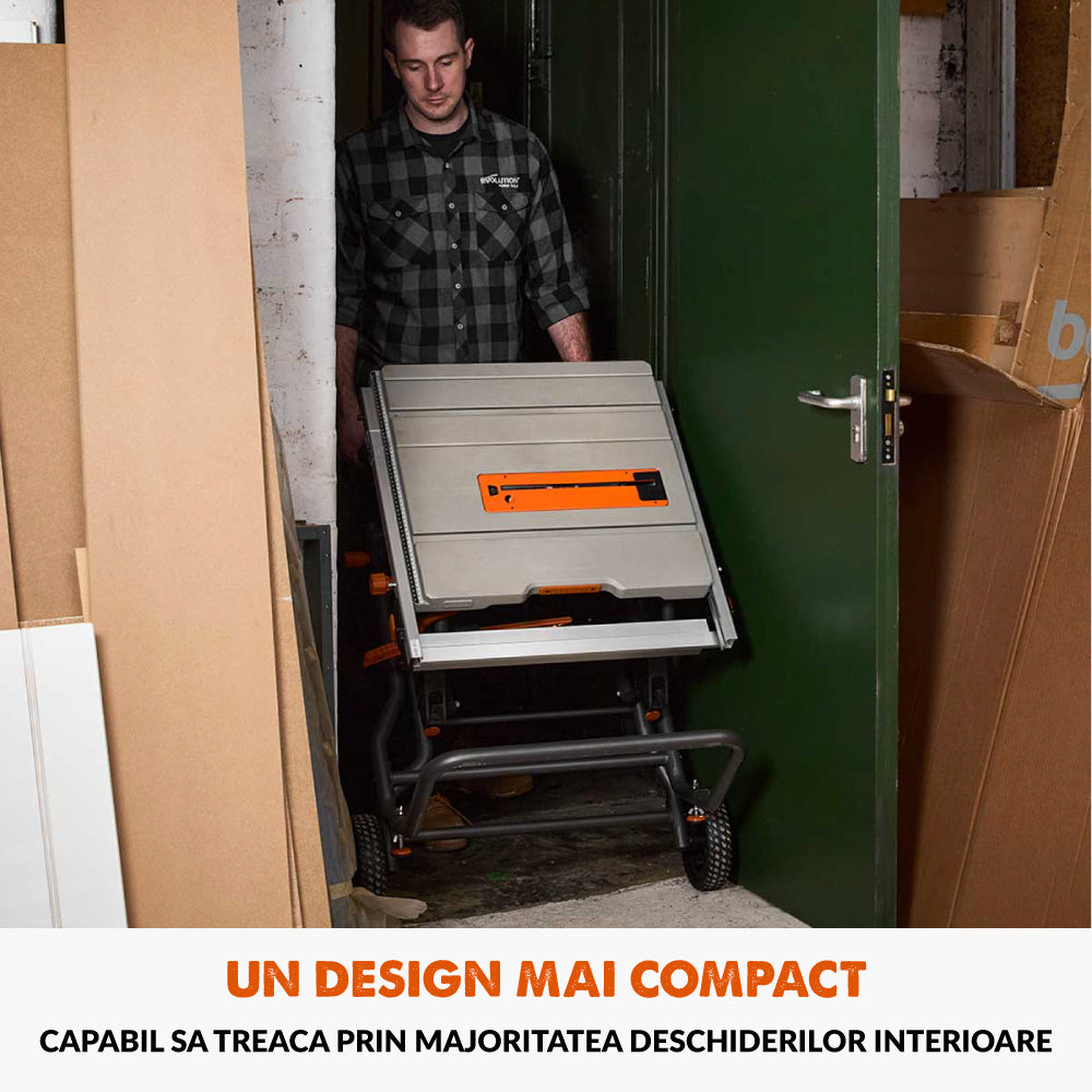 Desigilat - Fierastrau circular cu masa Evolution R255TBL+ cu disc de taiere multi-materiale de 255mm, 1800W