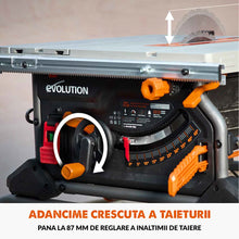 Desigilat - Fierastrau circular cu masa Evolution R255TBL+ cu disc de taiere multi-materiale de 255mm, 1800W