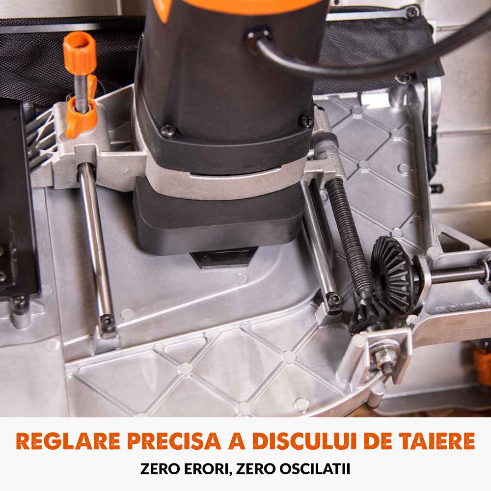 Desigilat - Fierastrau circular cu masa Evolution R255TBL+ cu disc de taiere multi-materiale de 255mm, 1800W