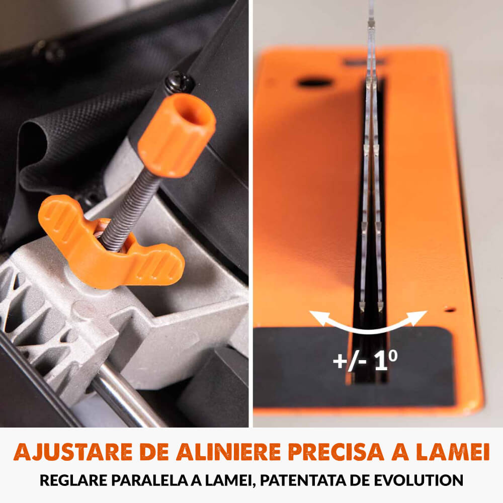 Fierastrau circular cu masa Evolution R255TBL cu disc de taiere multi-materialea de 255mm, 1650W