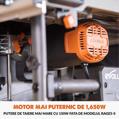 Fierastrau circular cu masa Evolution R255TBL cu disc de taiere multi-materialea de 255mm, 1650W