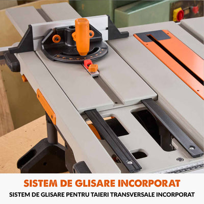 Fierastrau circular cu masa Evolution R255TBL cu disc de taiere multi-materialea de 255mm, 1650W