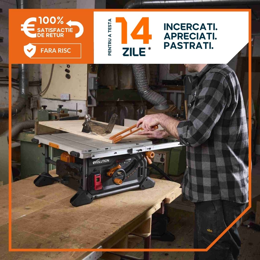 Fierastrau circular cu masa Evolution R255TBL cu disc de taiere multi-materialea de 255mm, 1650W