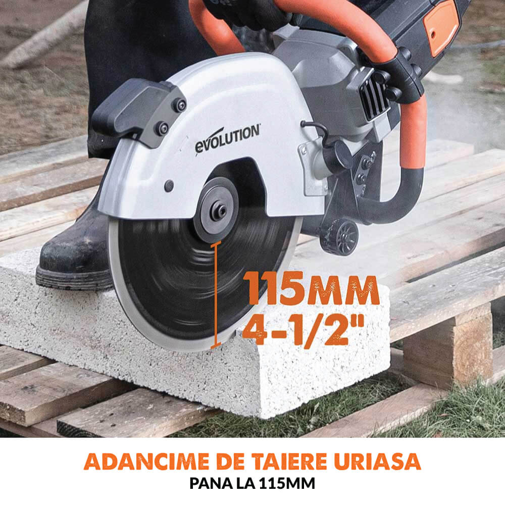 Masina pentru taiat beton, zidarie si piatra Evolution R300DCT 2400W cu disc diamantat de 300mm