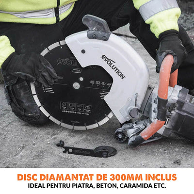 Masina pentru taiat beton, zidarie si piatra Evolution R300DCT 2400W cu disc diamantat de 300mm
