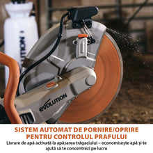 Masina de taiat beton, zidarie, piatra, Evolution R350DCT 2700W cu disc diamantat Premium de 350mm si pulverizator apa