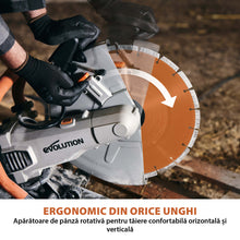 Masina de taiat beton, zidarie, piatra, Evolution R350DCT 2700W cu disc diamantat Premium de 350mm si pulverizator apa
