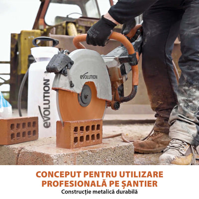 Masina de taiat beton, zidarie, piatra, Evolution R350DCT 2700W cu disc diamantat Premium de 350mm si pulverizator apa