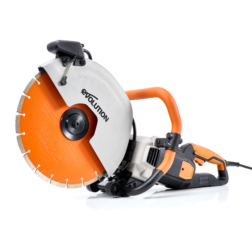 Masina de taiat beton, zidarie, piatra, Evolution R350DCT 2700W cu disc diamantat Premium de 350mm si pulverizator apa