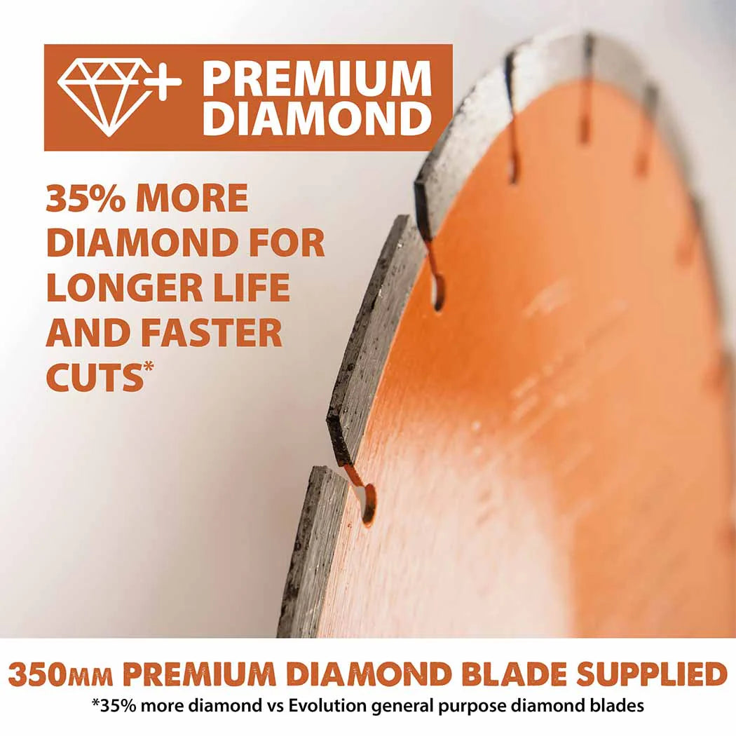 Disc Premium diamantat segmentat multifunctional, pentru masinile de taiat, Ø350 x 22.2 mm