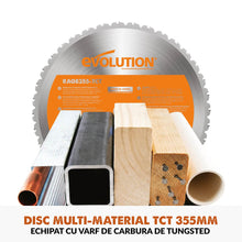 Pachet fierastrau debitat Evolution R355CPS + disc multi-materiale + disc lemn