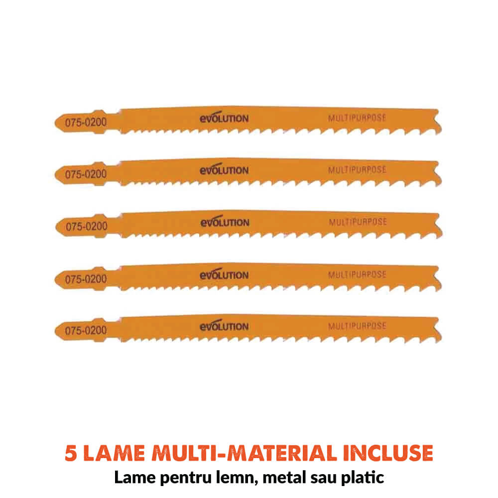 Fierastrau pendular pe acumulator Evolution R90JGS-Li 18V Li-Ion EXT (fara baterie) cu panze multimaterial