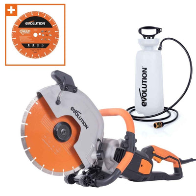 Pachet Masina taiat beton R300DCT+ de 300 mm cu disc diamantat premium + pompa manuala de apa de 15L