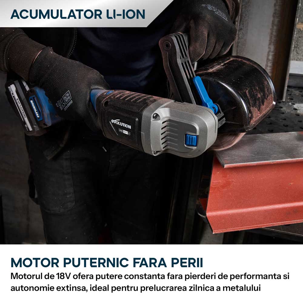 Masina de satinat 120mm cu acumulator Evolution S120SCT-Li, 2 perii incluse