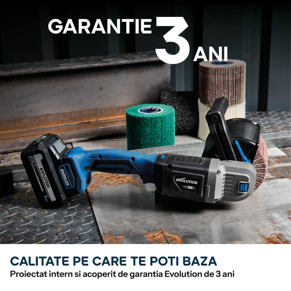 Masina de satinat 120mm cu acumulator Evolution S120SCT-Li, 2 perii incluse