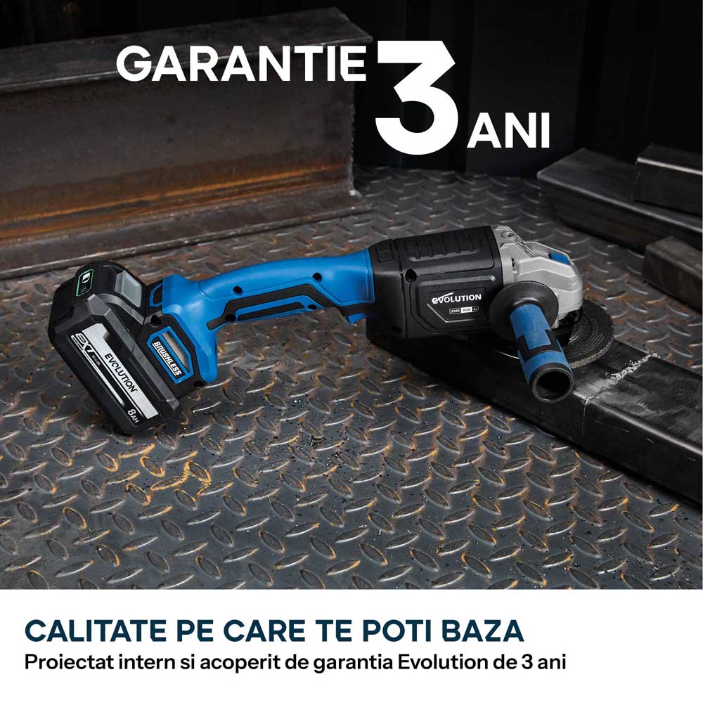 Polizor unghiular cu acumulator 125mm Evolution S125AGR-Li, motor fara perii 18V (fara panza)