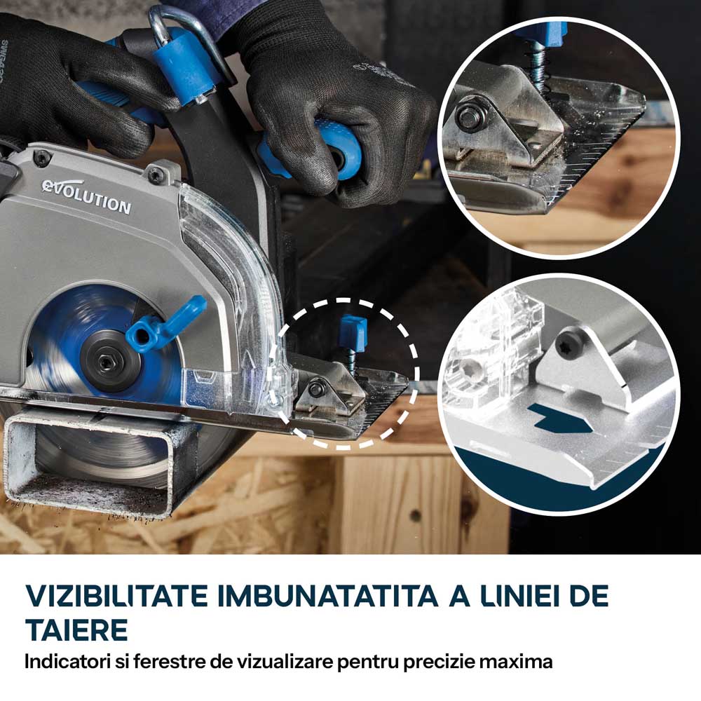Fierastrau circular cu acumulator pentru metal Evolution S165CCS-Li cu disc TCT subtire 16mm