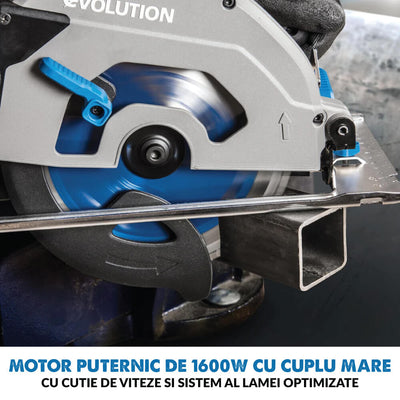 Fierastrau circular de mana, 1600W, 3700 RPM, Evolution S185CCSL cu disc metal 185 mm