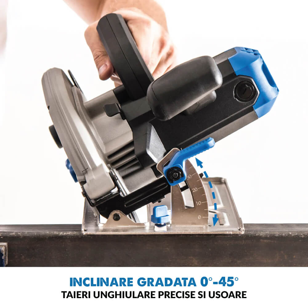 Fierastrau circular de mana, 1600W, 3700 RPM, Evolution S185CCSL cu disc metal 185 mm