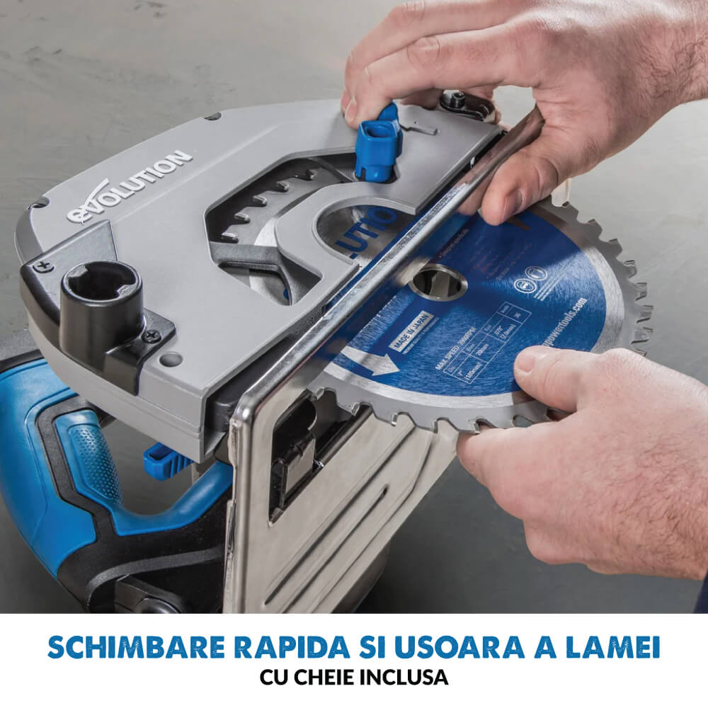 Fierastrau circular de mana, 1600W, 3700 RPM, Evolution S185CCSL cu disc metal 185 mm
