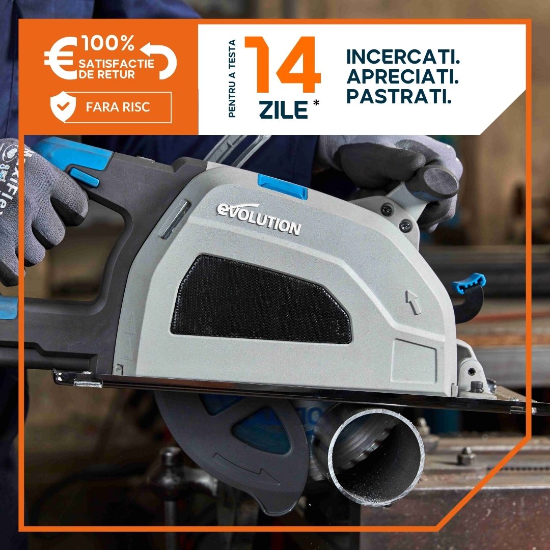 Pachet fierastrau circular de mana Evolution S210CCS + disc metal 210 mm + adaptor sine + sine de ghidarj 1.4 m