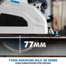 Pachet fierastrau circular de mana Evolution S210CCS + disc metal 210 mm + adaptor sine + sine de ghidarj 1.4 m