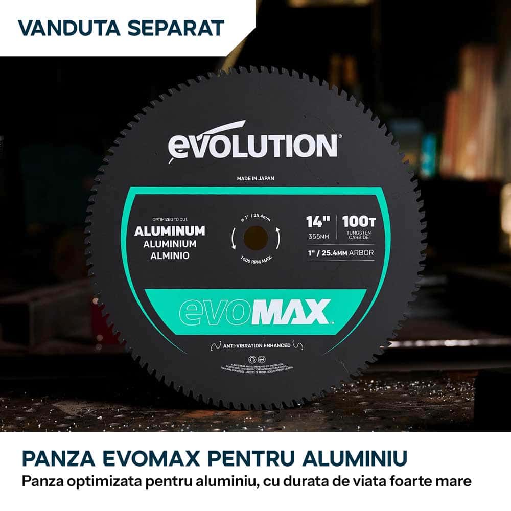 Fierastrau de debitat metal Evolution S355CPS Gen 2 cu disc 355mm EvoMax si tehnologie inteligenta a motorului