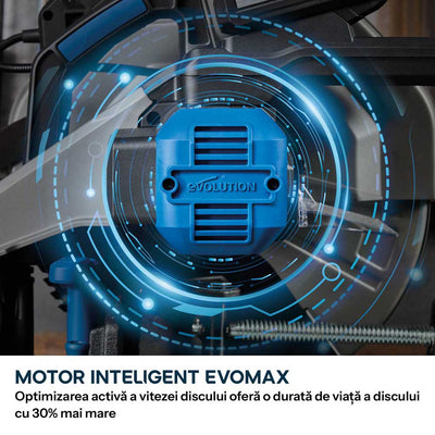 Fierastrau de debitat metal cu acumulator Evolution S355CPS-Li cu motor Brushless 36V si disc EvoMax