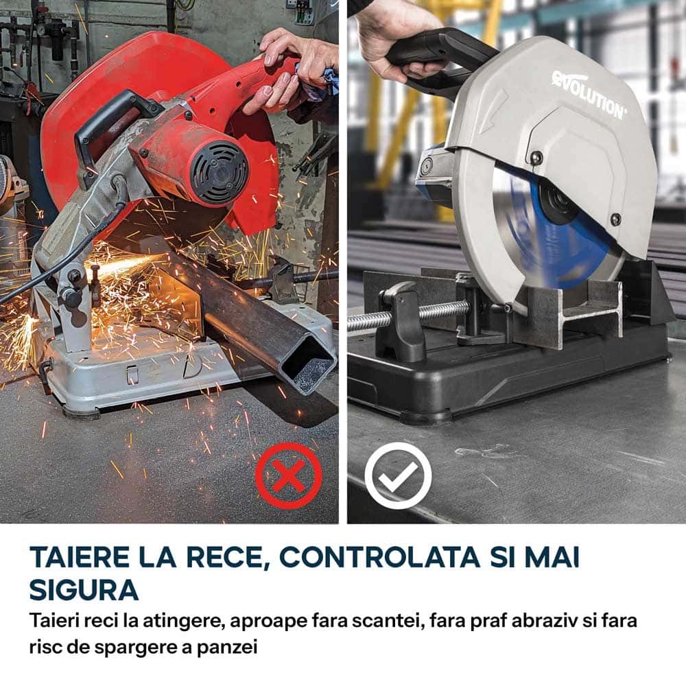Fierastrau de debitat metal Evolution S355CPSL cu disc TCT 355mm pentru otel moale