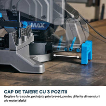 Fierastrau de debitat metal cu functie de taiere in unghi Evolution S355MCS-G2, echipat cu disc 355mm EVOMAX Cermet Long-Life 80T, tehnologie inteligenta a motorului si ghidaj Shadowline