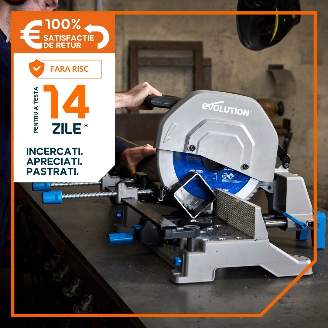 Pachet fierastrau circular stationar debitator de metal Evolution S355MCS cu disc de taiere de 355mm 2200W + suport
