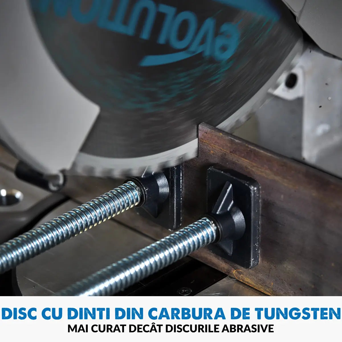 Pachet fierastrau circular stationar debitator de metal Evolution S355MCS cu disc de taiere de 355mm 2200W + suport