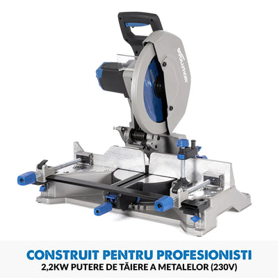 Pachet fierastrau circular stationar debitator de metal Evolution S355MCS cu disc de taiere de 355mm 2200W + suport