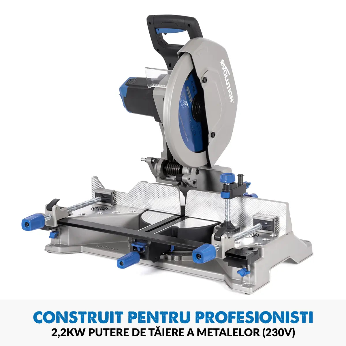 Pachet fierastrau circular stationar debitator de metal Evolution S355MCS cu disc de taiere de 355mm 2200W + suport