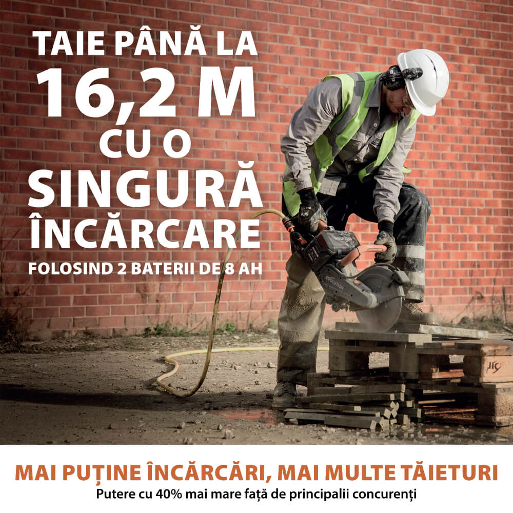 Masina de taiat beton fara fir Evolution R260DCT-Li cu disc Evomax 260mm si pulverizator apa