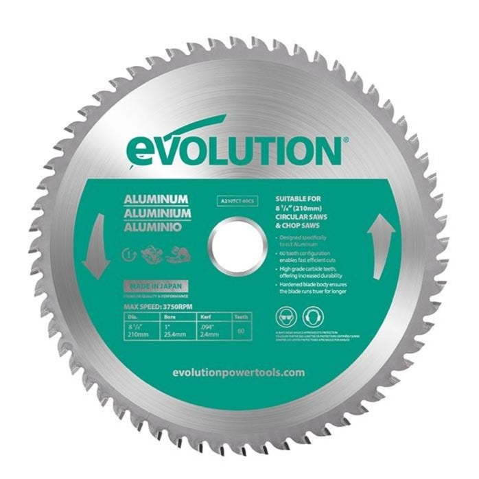 Panza circular pentru taiate aluminiu, pentru fierastraiele circulare Evolution 210mm, Ø210 x 25.4 mm, 60 de dinti TCT