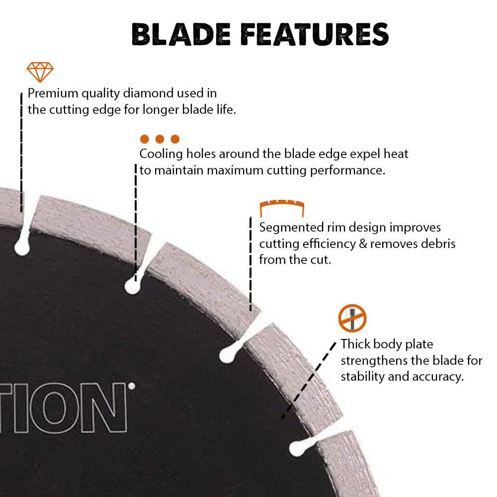 Disc diamantat segmentat multifunctional pentru masini de taiat, Evolution Ø255 x 22.2 mm