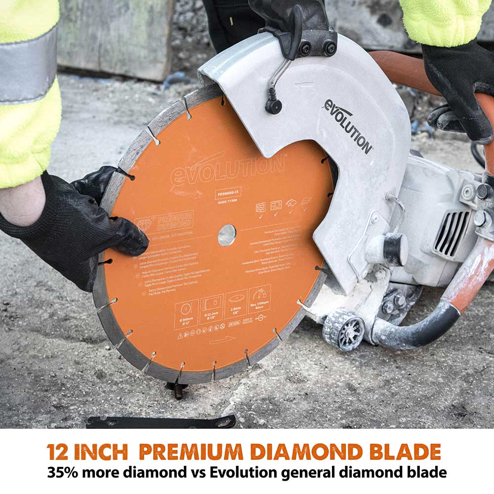 Disc Premium diamantat segmentat multifunctional, pentru masinile de taiat Evolution 300mm, Ø300 x 25.4 mm